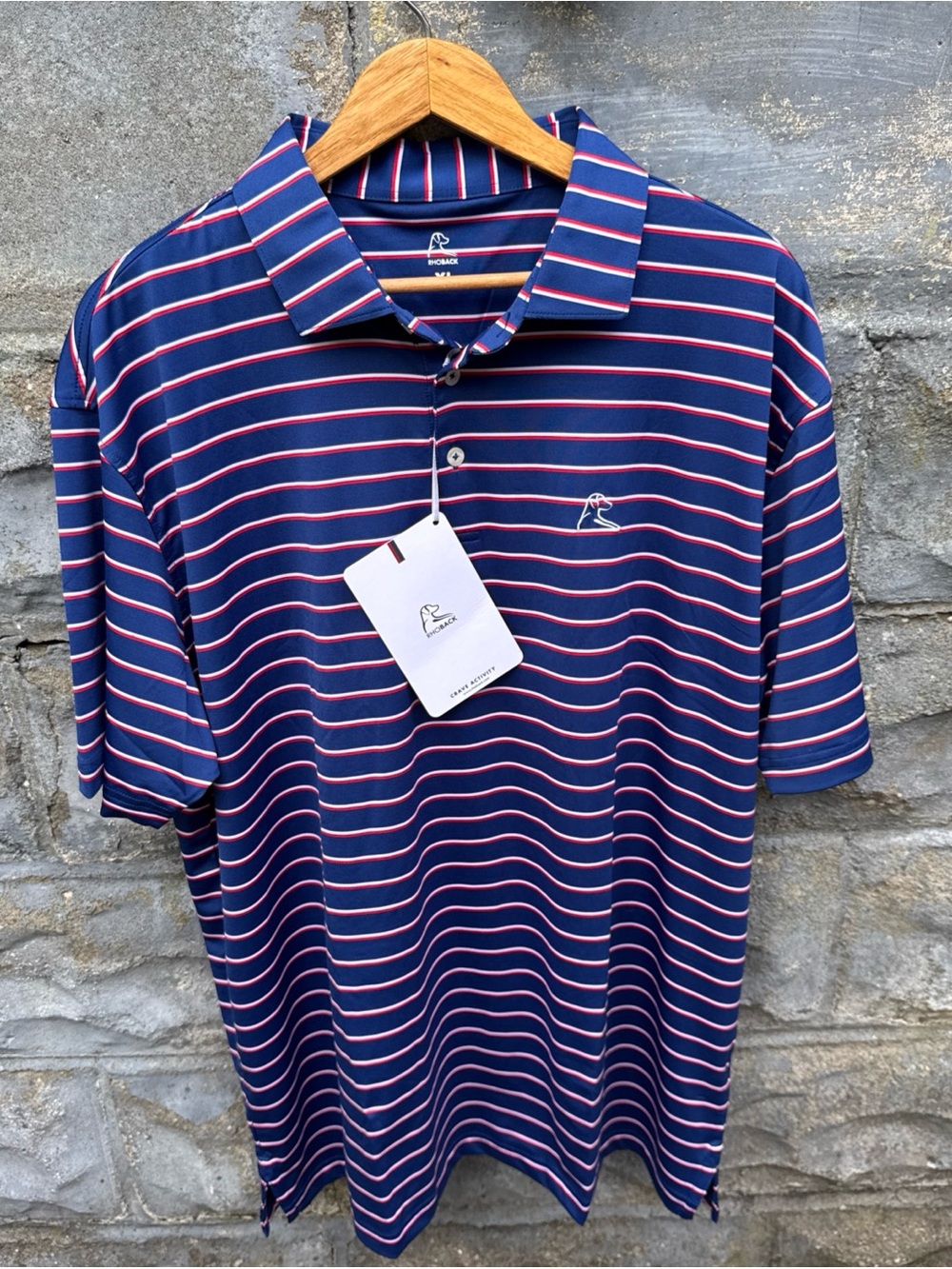 Rhoback Old Glory Polo Men's S/S Performance Size XL Golf New - Picture 2 of 5